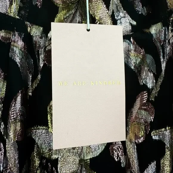 New w/ Tags WE ARE KINDRED silk metallic floral dress HARLOW FLOUNCE gown. - Picture 14 of 17